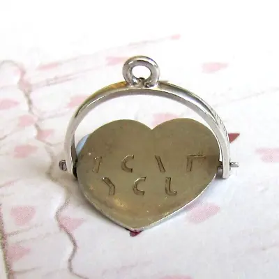 Vintage Silver Heart Shaped I Love You Spinner Charm • £15.99