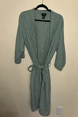 Club Room Men's Cotton Robe One Size Lightweight Green Plaid Belted Pkts • $20