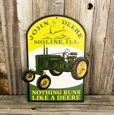 John Deere Moline 10  Embossed Metal Tin Sign Vintage Style Farm Tractor Barn • $27.95