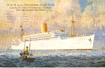 1946 Official Postcard P & O Passenger Liner RMS STRATHMORE • £1.50