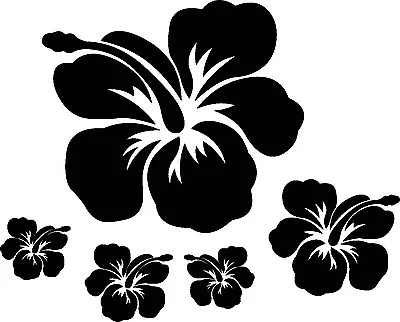 £4.50 • Buy 32 Hibiscus Flower Surf Car Wall Vinyl Stickers BLACK