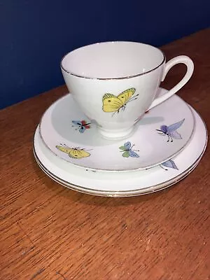 Mayfair Pottery Butterflies Bone China Teacup Saucer & Side Plate 4 Items • £7.99