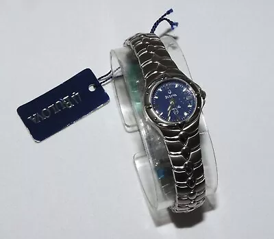 Bulova Marine Star 22mm Blue Dial Stainless Steel 100m Ladies Watch NOS 96L58 • $50