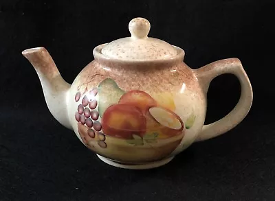 Vintage Nantucket Porcelain Teapot - Fruit Basket / Strawberries - Ivory / Tan  • $14.99