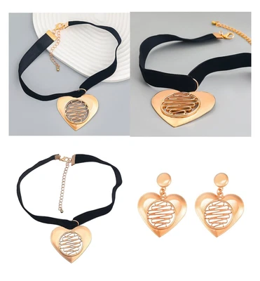 $12.19 • Buy Gold Silver Heart Choker Design  Zara Dup Collar Choker Statement Necklace