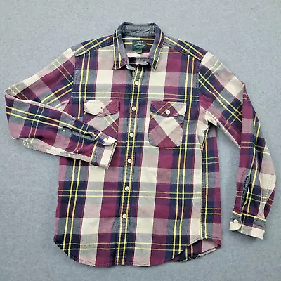 J Crew Flannel Shirt Medium Heavyweight Long Sleeve Purple Plaid Button Up Mens • $14.98