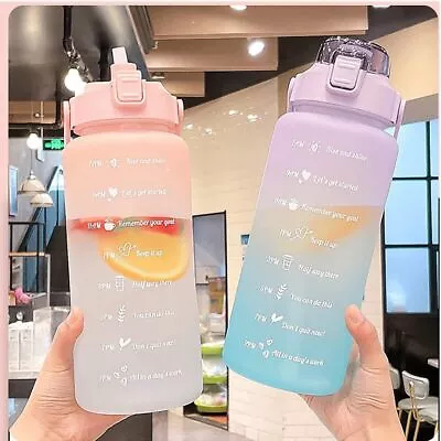 2L Sports Water Bottle Gym Travel Drinking Leakproof Bottle With Straw BPA-Free • £7.98