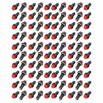 100 Pcs 250V 3A 2 Terminal SPST On/Off Momentary Red Push Button Switch • $45.63