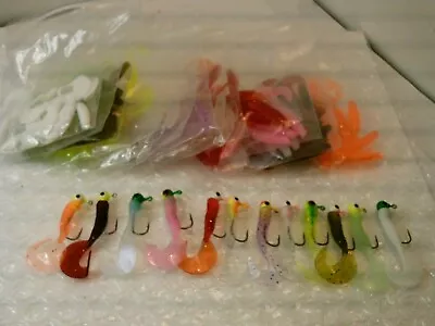 132 Total-120 Crappie Soft Curly Tail 1 -1/2 Inch Baits / 12 Jig Heads-12 Colors • $6.99