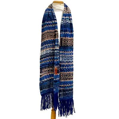 MISSONI STRIPES  LONG WOOL ACRYLIC MOHAIR Silk Scarf 92/17in MADE IN ITALY #A176 • $61.60