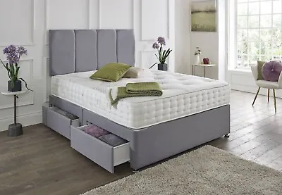 ORTHOPAEDIC DIVAN BED SET AND MATTRESS WITH HEADBOARD 3FT 4FT6 Double 5FT King • £166.63