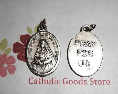 Saint St Frances Mother Cabrini / Pray For Us - Italian Silver Tone Ox 1  Medal  • $2.10