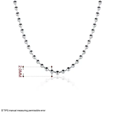 Mens Womens 925 Sterling Silver 2mm Thick Beads Ball Chain Neckllace 16-30 Inch • $8.99