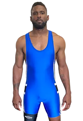 Matman London Wrestling Singlet Mens Boys Spandex Blend Red Blue Made In USA • $44.95