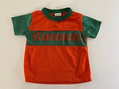 Vintage 1970s 1980s Kawasaki Mesh Jersey Shirt Boys Toddler Orange Green 2T • $28.99