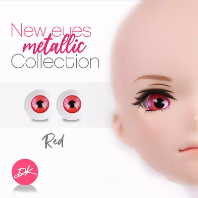 Smart Doll Eyes Glastic Metallic 16mm Eye For 1/3 Or 1/6 BJD Doll In Metalic Red • $19.99