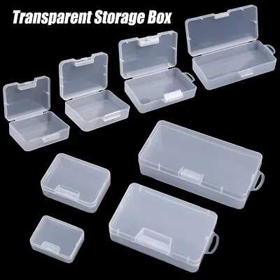 £3.36 • Buy 4 Sizes Small Square Clear Plastic Storage Box For Jewelry Diamond Bead Pill