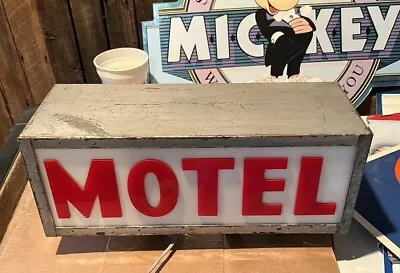 1940s Lighted Original Motel Advertising Sign Box Works Tourist Ships Not Hotel • $950