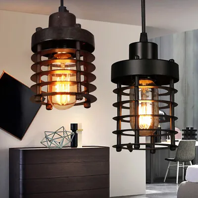 $20 • Buy Rustic Vintage Industrial Cage Pendant Light Ceiling Lamp Hanging Island Fixture