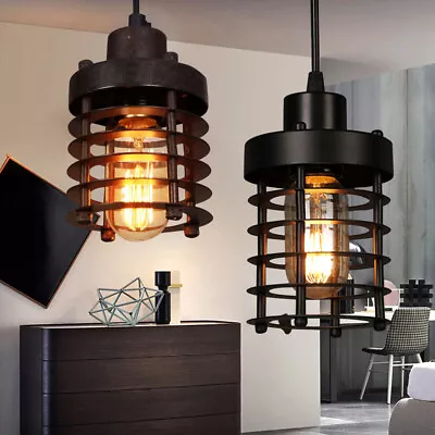 $20 • Buy Rustic Vintage Industrial Cage Pendant Light Ceiling Lamp Hanging Island Fixture