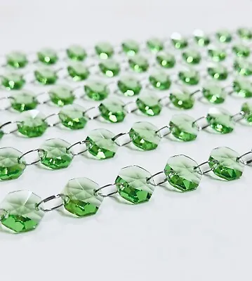 49pcs Green Chain 14mm Octagon Chandelier  Light Droplet Glass Wedding • £6.99