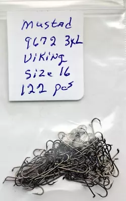 122 Pcs Mustad 9672 3XL Viking Size 16 Fly Tying Hooks Materials Supplies • $7