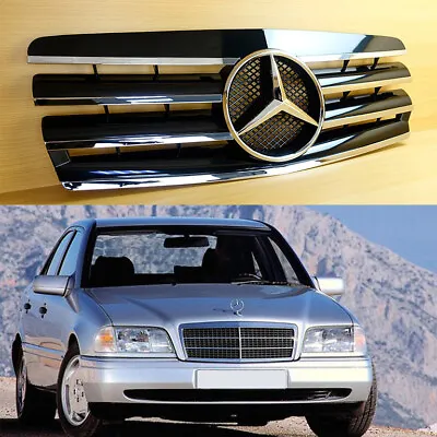 For M-BENZ 1994-2000 W202 C-Class Sedan 4Door Shiny Black Front Grille ABS • $169.94