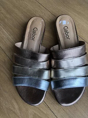 Gabor Comfort Luxor Metallic Sandal Mule Gold Silver BronzeSize UK4G • £18