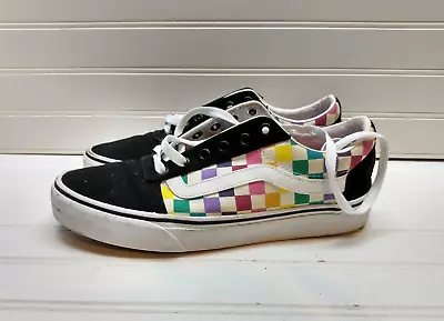 VANS Black White Pink Checker Textile Sneaker Women's Skate Shoe 9.5M 40.5 • £57