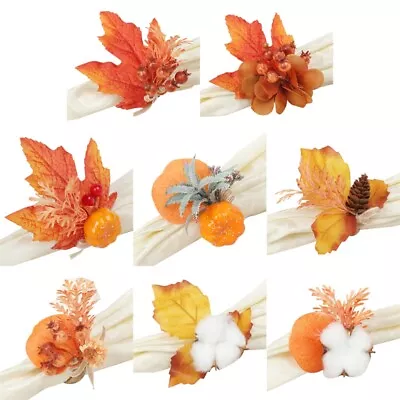 Fall Pumpkin Napkin Holder Thanksgiving Napkin Rings Dinning Table Setting • £6.34