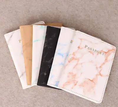 Passport Holder Passport Cover Pu Leather Marble Style Travel ID Credit Card • £1.94