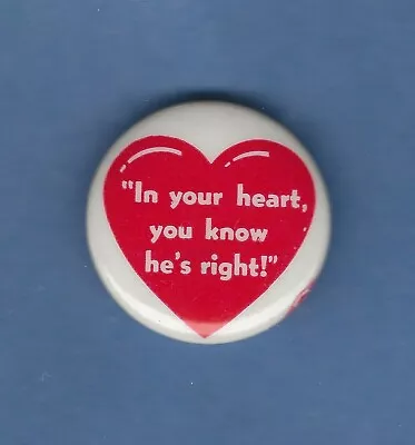 1964 Barry Goldwater 7/8  /  In Your Heart  Presidential Campaign Button(Pin10) • $3