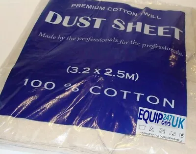 Cotton Dust Sheet Large Heavy Duty Decorating Paint Protection Twill Cover • £9.45