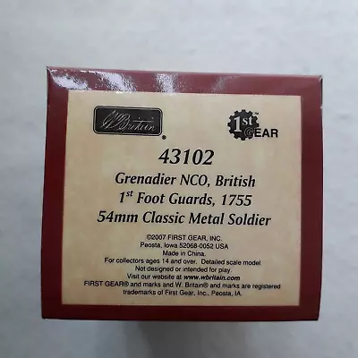 W Britain 43102 54mm Metal Soldier - Grenadier NCO British 1st Foot Guards 1755 • £21.50