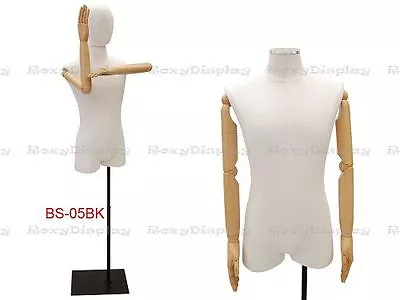 Male Body Form With Linen White Jesery Cover #JF-M1WLARM+BS-05BK • $169