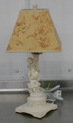 $24.95 • Buy Vintage Small White Cherub Angels Table Nightstand Lamp 14” Tall