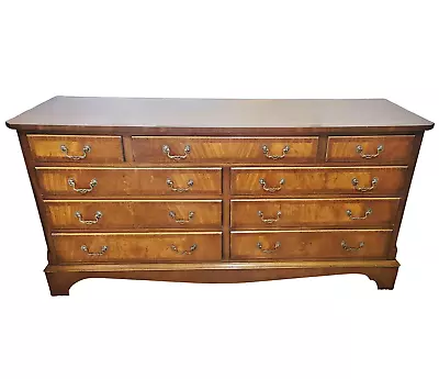 VINTAGE 20th C ENGLISH Style Mahogany CHEST Of 9 Drawers TRIPLE DRESSER Commode • $935