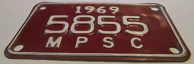 Vtg 1969 Motorcycle License Plate Tag Mpsc Michigan Public Service Commission • $35