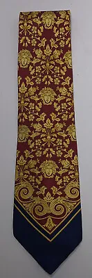 Gianni Versace 90’s Mens Tie Medusa Logo Geometric Silk Navy Gold • $79.97