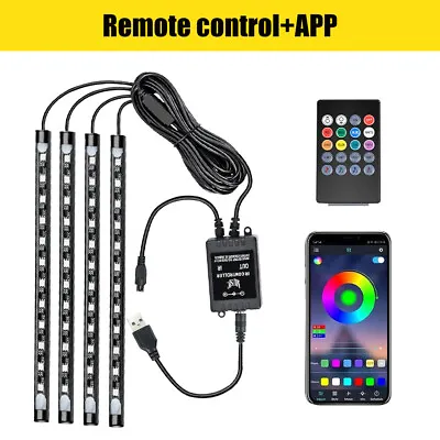 Motorcycle RGB LED Strip Light Under Glow Neon Kit Bluetooth APP Control Strip • $16.99