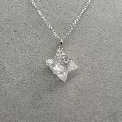 £23.45 • Buy Merkaba Sterling Silver 925 Pendant Clear Quartz Master Healer 18  Silver Chain