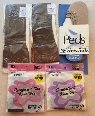 Vintage Lot Of 4 Pr Knee High Stockings Plus 2 Pr Peds • $6