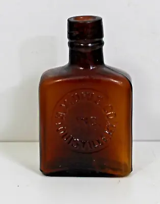 C1900 AMBER MINIATURE WHISKEY BOTTLE - N.M. URI & CO. INC.  LOUISVILLEKY. • $14.99