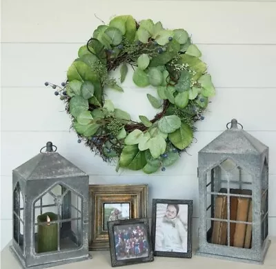 Farmhouse Decorative 24  Magnolia & Blueberry Indoor Wreath HH195303 • $89.99