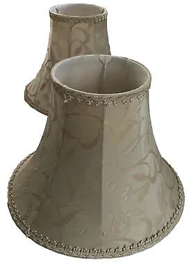 2 X Large Damask Braided Lamp Shades Floral Beige Mix Linen & Silk • £35