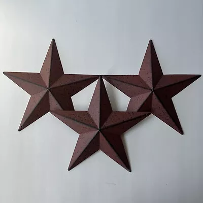 Set Of 3 ~ Burgundy Black Barn Star Stars 3.5  PRIMITIVE COUNTRY FREE SHIPPING • $10.95