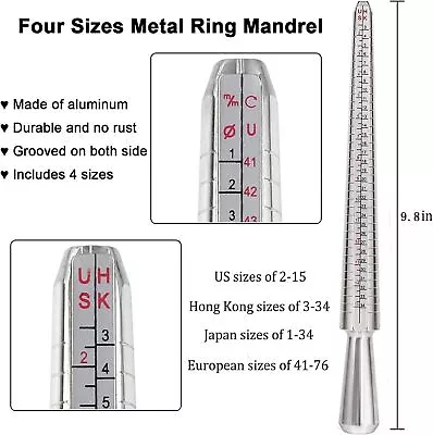 Metal Ring Sizer Gauge Mandrel Finger Sizing Measure Stick Standard Jewelry Tool • $7.05