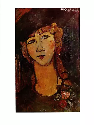 1970 Vintage MODIGLIANI  HEAD OF WOMAN IN A HAT LOLOTTE  COLOR Offset Lithograph • $7.20