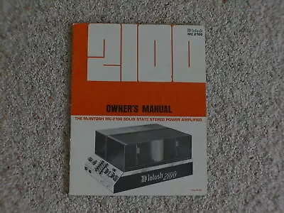 Vintage Original McIntosh MC2100 Manual. Good Condition. • $87.35