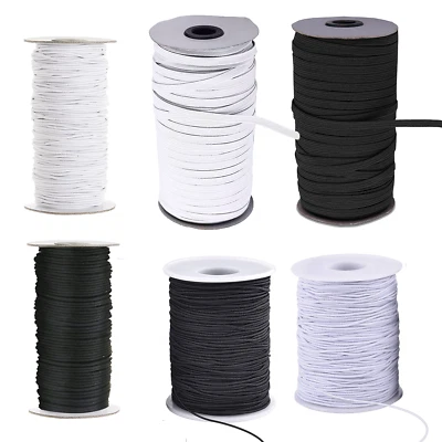 £2.79 • Buy Flat Round Elastic Black White 1mm - 12mm DIY Mask Sewing Tailoring Dressmaking